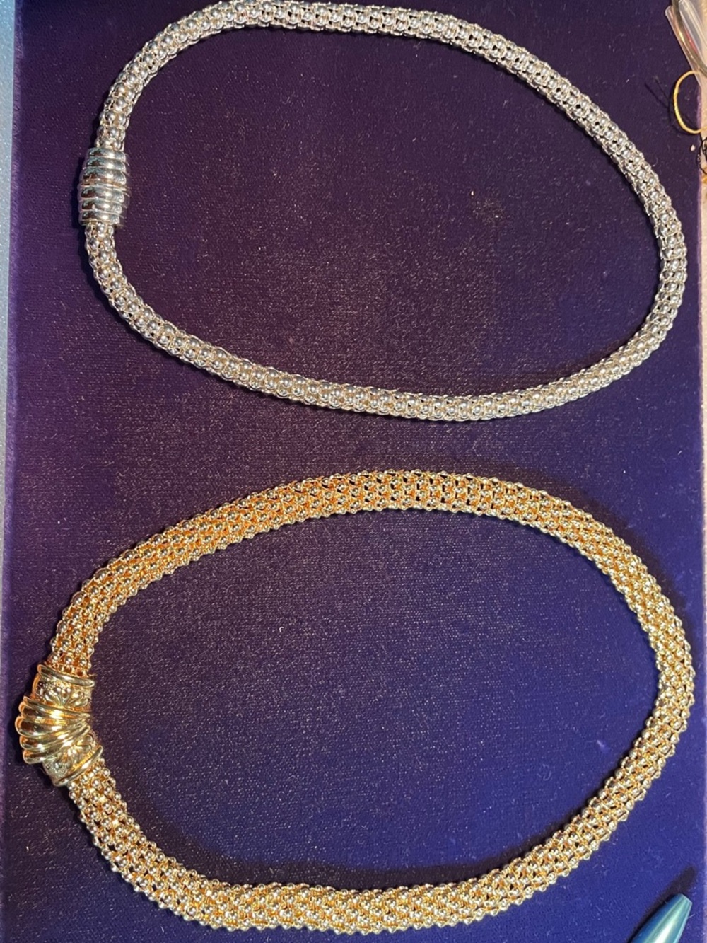 Gold and Silver Rope Chain Necklaces With Magnetic Closure.  Women’s Jewelry